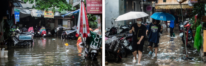 Chùm ảnh: Mưa lớn khiến nhiều tuyến phố của Hà Nội ngập sâu trong nước - Ảnh 7